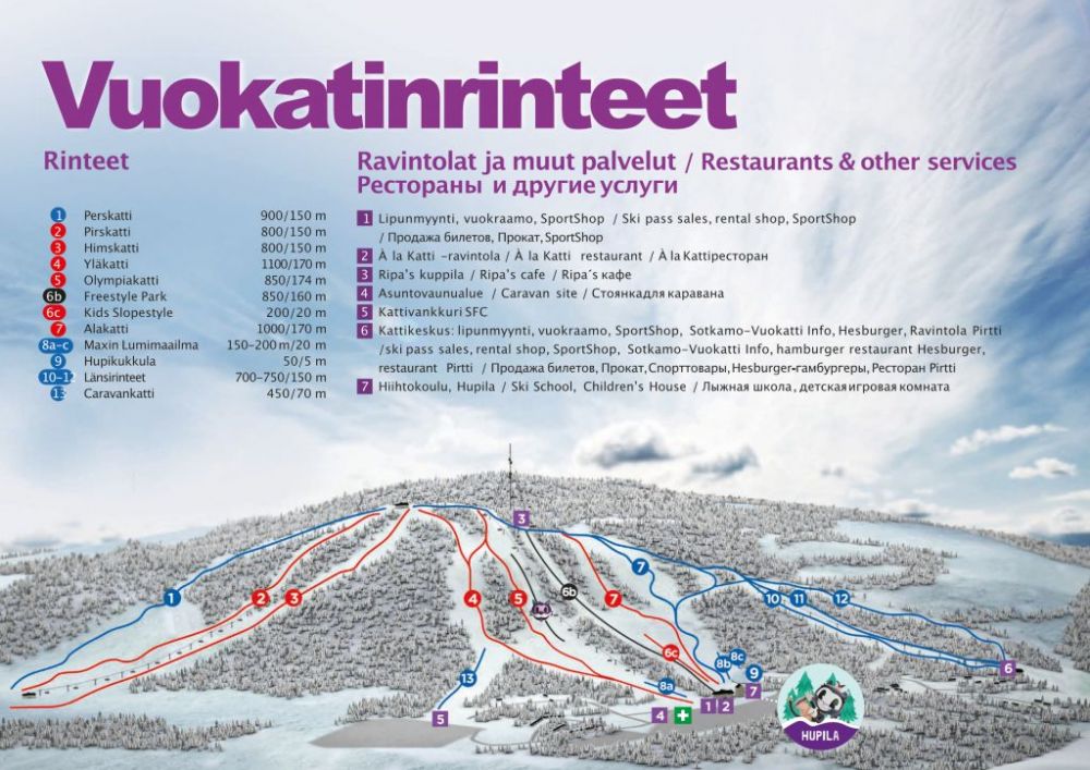 Le piste da sci del comprensorio sciistico di Vuokatti, fonte Vuokatti.fi