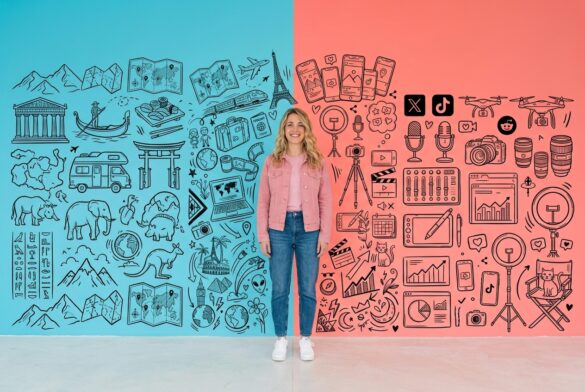 Travel blogger vs content creator, immagine generata da AI Gemini