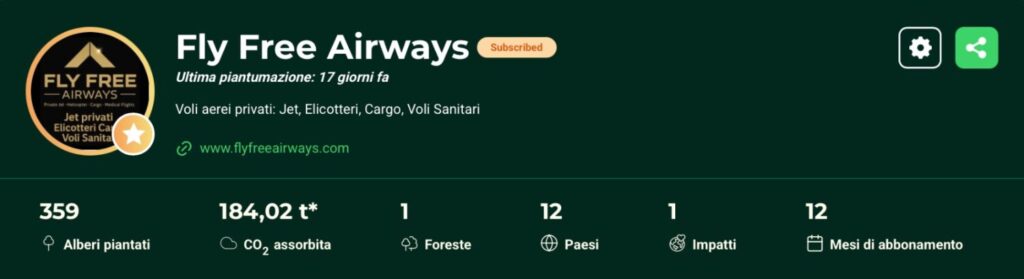 La foresta Treedom di Fly Free Airways nel 2026
