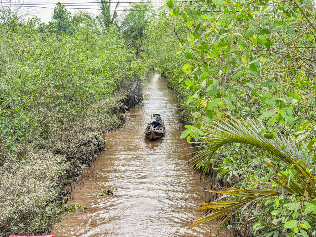 Barca sul delta del Mekong nel Vietnam del sud