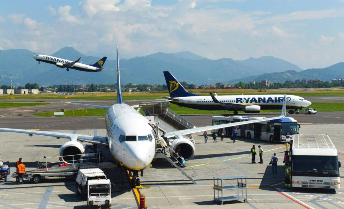 Aerei Ryanair all'aeroporto di Bergamo Orio al Serio