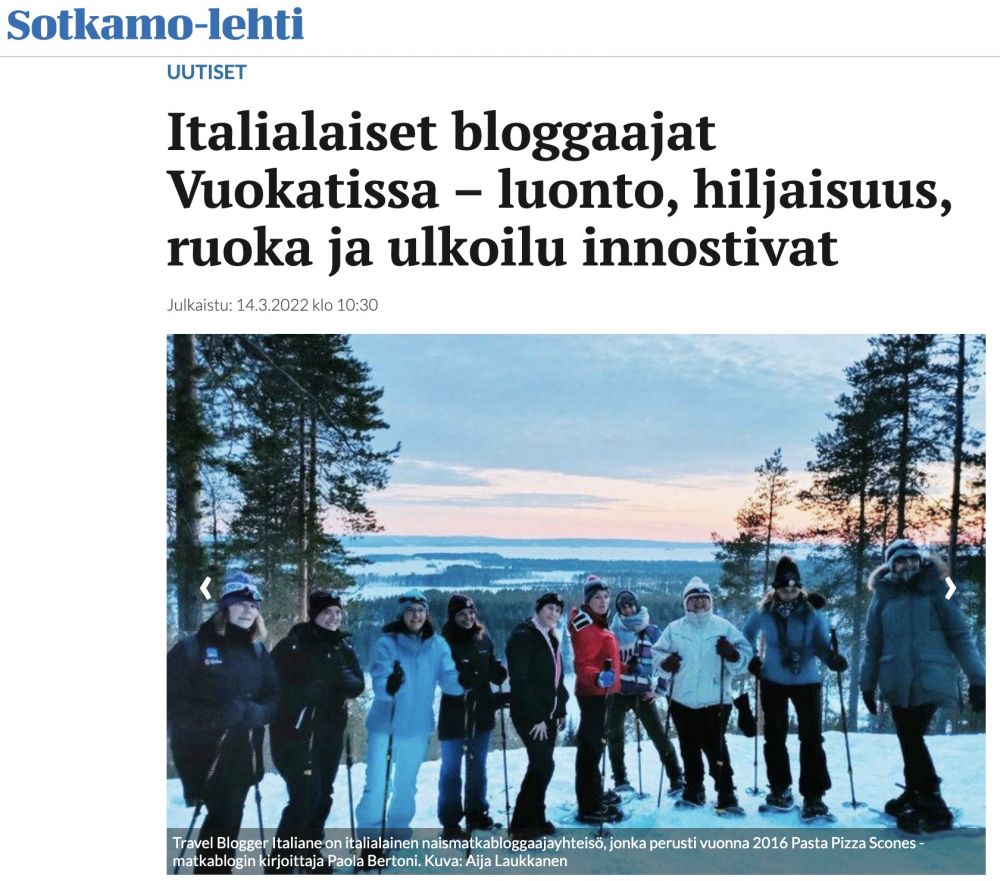 Articolo uscito sul giornale locale Sotkamo-lethi sulla nostra visita a Vuokatti, in Finlandia