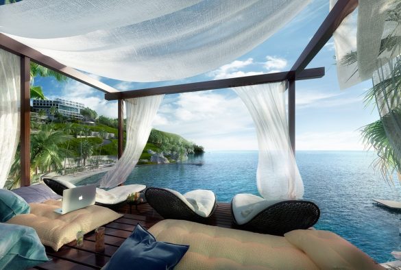 Terrazza privata in un hotel con vista sul mare, foto Quark Studio